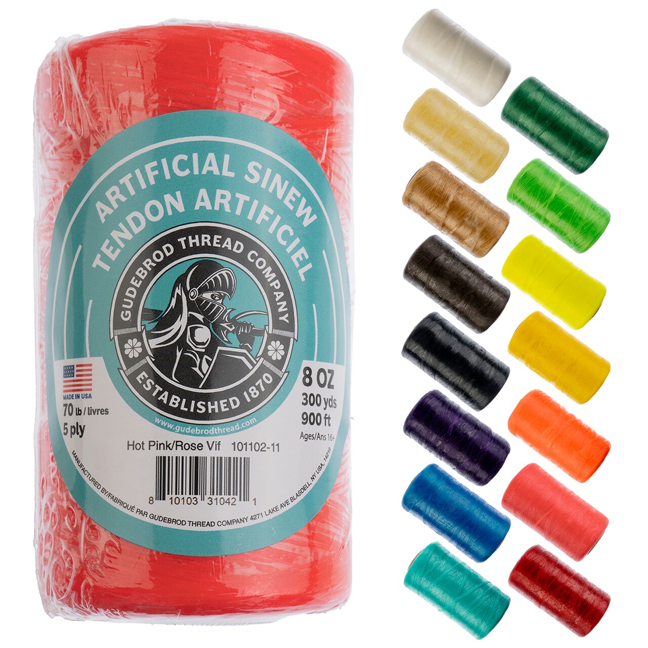 Gudebrod 70lb. 5-Ply Artificial Sinew Thread, 300yd. | Made in USA